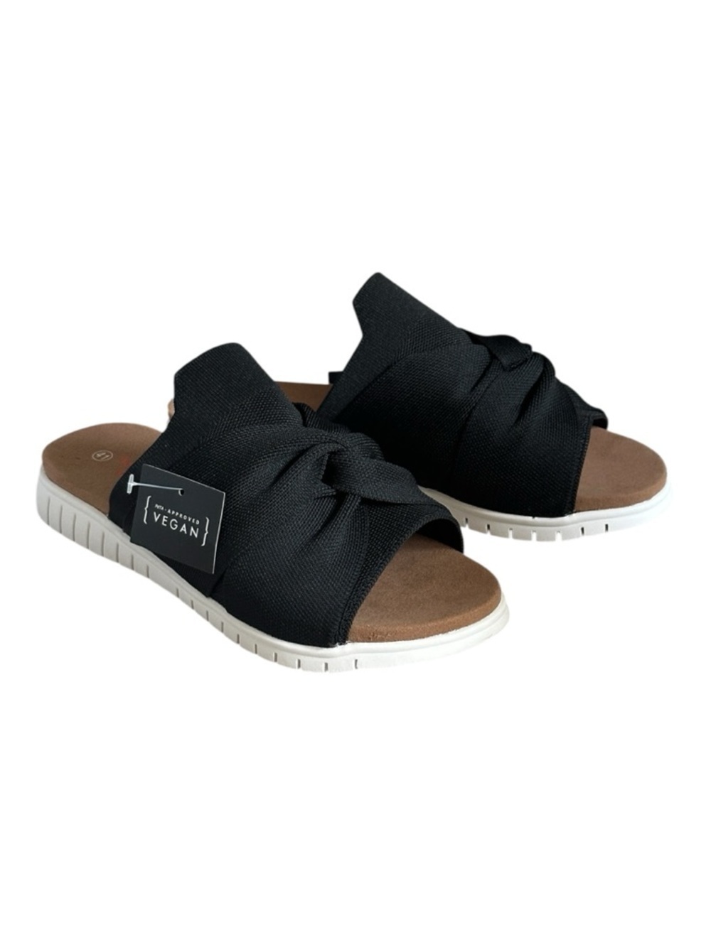Bernie Mev NY Vegan Slide Sandals Black Knotted Comfort Cushioned Footbed 41 NWT